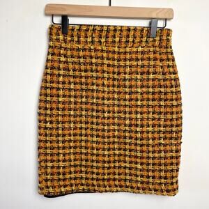 Vintage 90s Tweed Plaid Skirt Womens Small Bouclé Twee Parisian Preppy Old Money